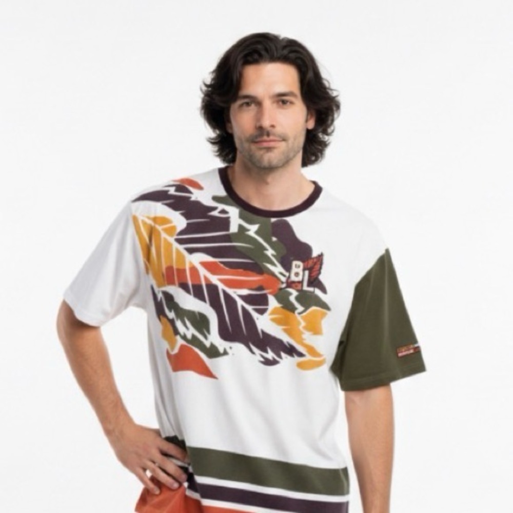 Blac Leafs Men abstract camo leaf Graphic T-Shirt 3XL outdoor streetwear urban.